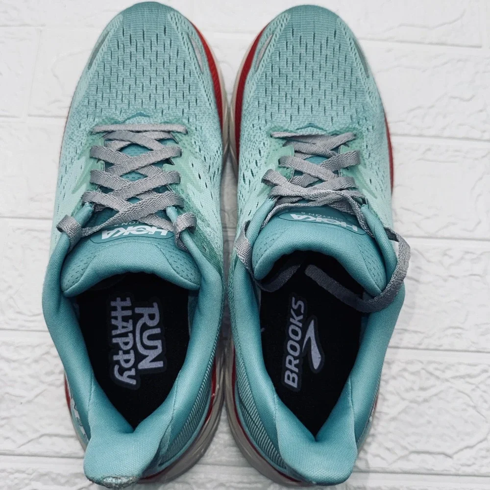 Hoka Clifton 8 Running Shoes Womens 10.5 Teal Blue Good Cushioned Sneakers